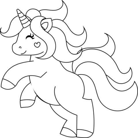 Cute Unicorn Rearing Coloring Page